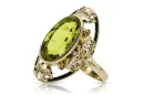 Ring Gelber Peridot 14 Karat Gelbgold Vintage Handwerk vrc014y