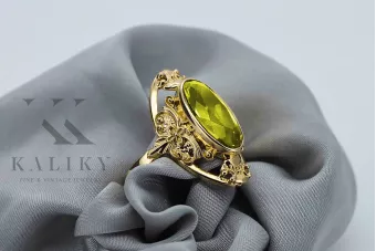 Винтидж Пръстен Жълт перидот 14K жълто злато vrc014y