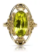 Or jaune 14 carats Péridot jaune Anneau Style vintage vrc014y