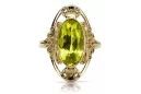 Or jaune 14 carats Péridot jaune Anneau Style vintage vrc014y
