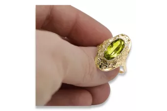 Oro amarillo de 14 quilates Peridoto amarillo Anillo Joyería vintage vrc014y