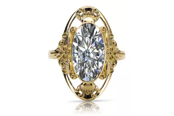 14k żółte złoto Cyrkonia Pierścionek Vintage Biżuteria vrc014y