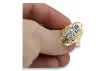 Zircon Or jaune 14 carats Anneau Style vintage vrc014y