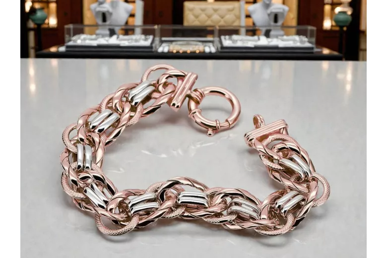 Rose Pink 14K Ruský zlatý 585 Lady náramek CFB009RW