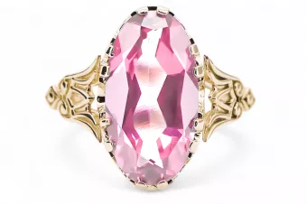 Oro amarillo de 14 quilates Amatista Anillo Artesanía vintage vrc058y