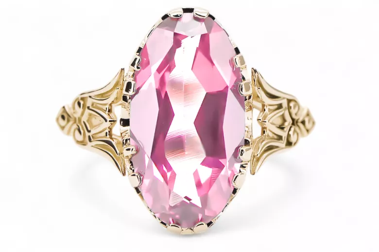 Vintage style Ring Amethyst 14K Yellow gold vrc058y