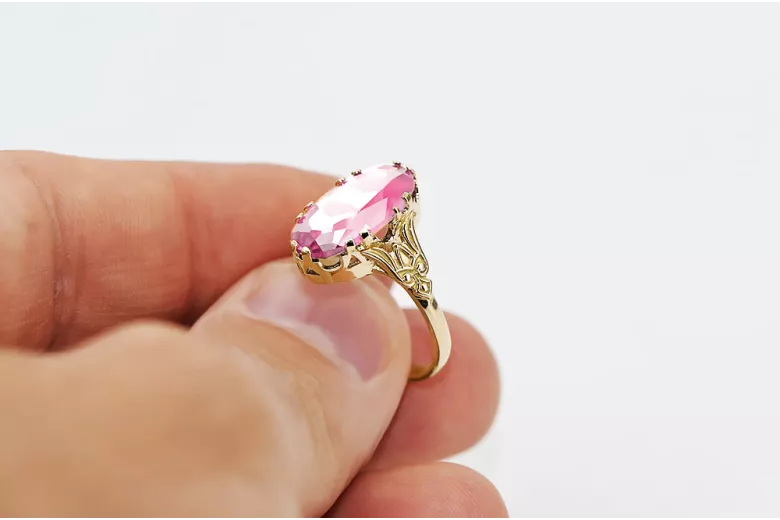 Vintage style Ring Amethyst 14K Yellow gold vrc058y