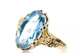 Аквамарин 14K Жовте золото Каблучка Вінтаж вироби vrc058y