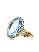 Aquamarin 14 Karat Gelbgold Ring Vintage Handwerk vrc058y