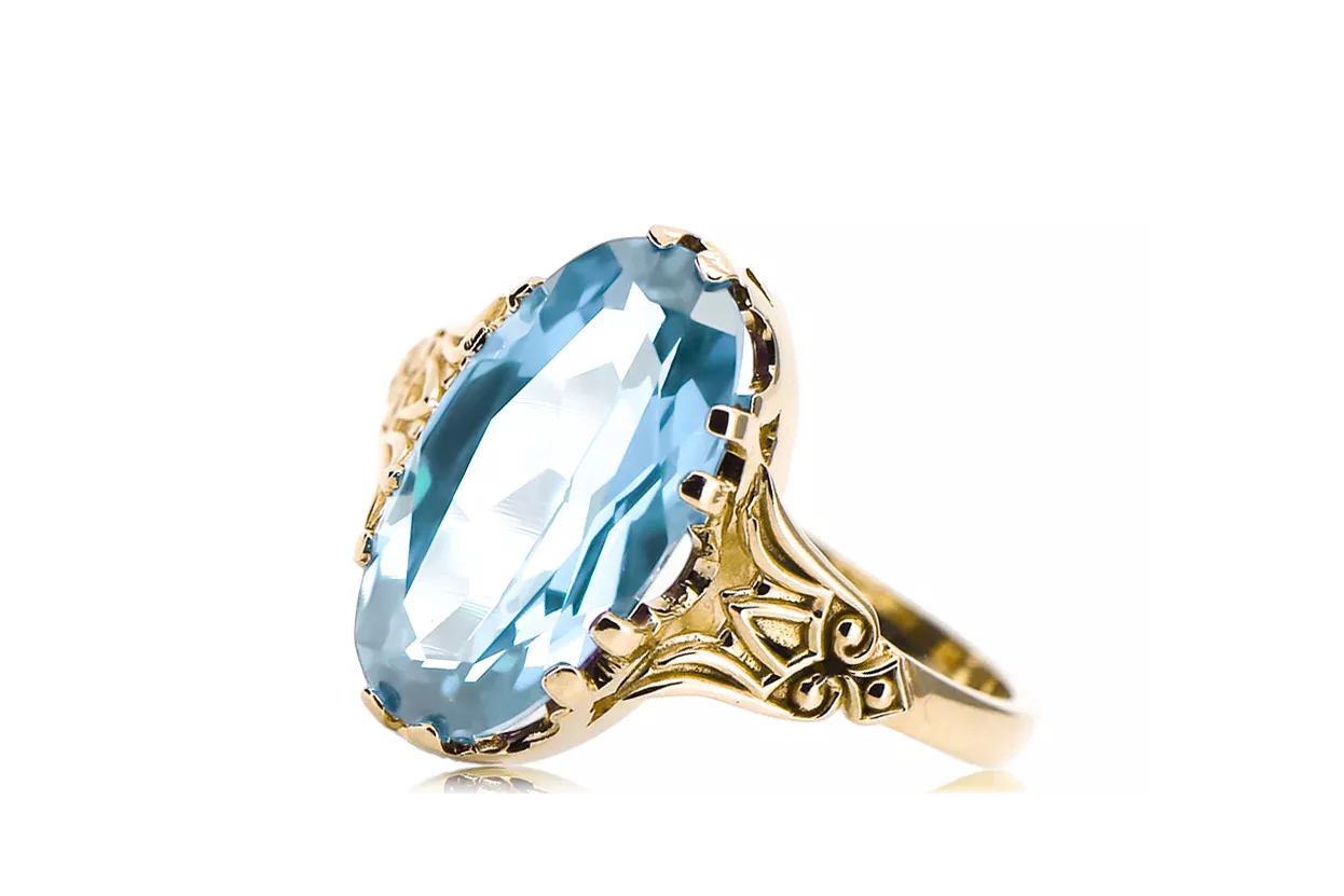 Vintage style Akvamarín 14k žlté zlato vrc058y