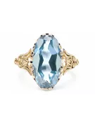 Aquamarin 14 Karat Gelbgold Ring Vintage Handwerk vrc058y