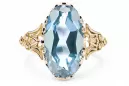 Aquamarin 14 Karat Gelbgold Ring Vintage Handwerk vrc058y