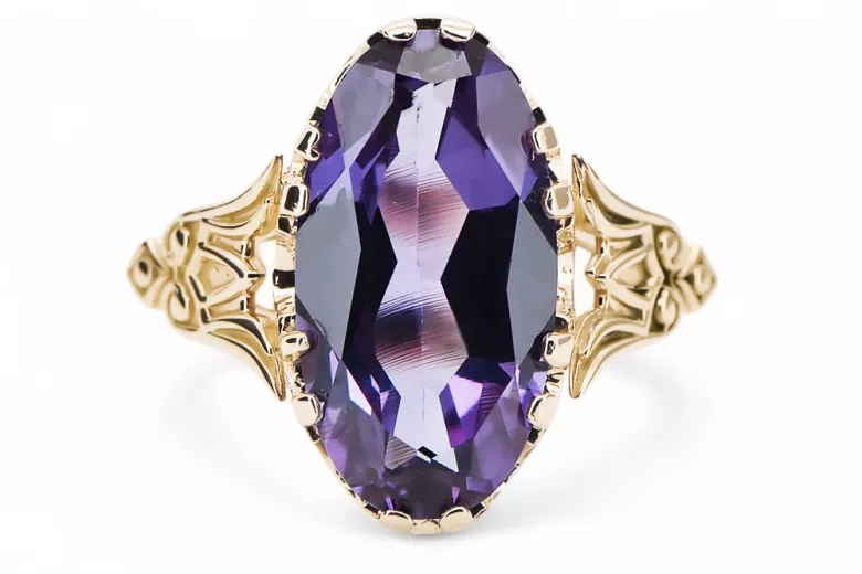 Ring Alexandrite 14K Yellow gold Vintage Jewlery vrc058y