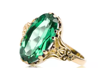 Émeraude Or jaune 14 carats Anneau Bijoux vintage vrc058y