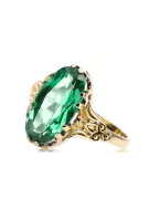 Émeraude Or jaune 14 carats Anneau Bijoux vintage vrc058y