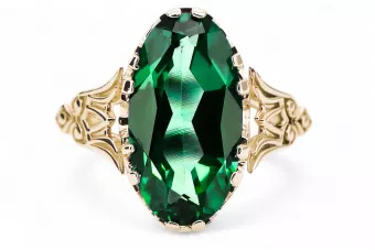 Smeraldai 14k geltono aukso Žiedas Vintažiniai papuošalai vrc058y