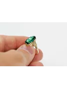 14k żółte złoto Szmaragd Pierścionek Styl Vintage vrc058y