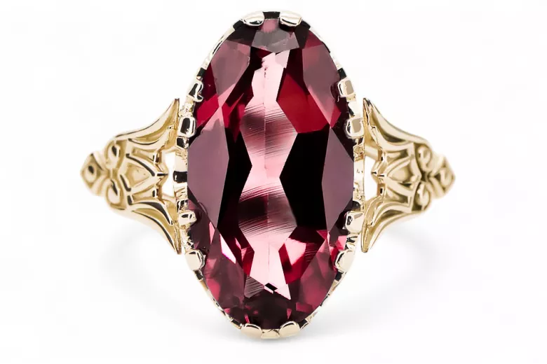 Ring Vintage Rubinrot 14 Karat Gelbgold vrc058y