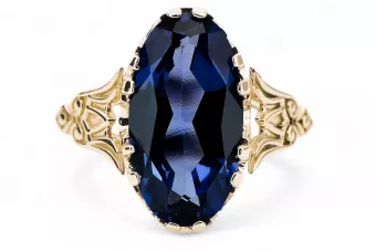 Oro amarillo de 14 quilates Zafiro Anillo Estilo vintage vrc058y