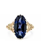 Ring Sapphire 14K Yellow gold Vintage craft vrc058y