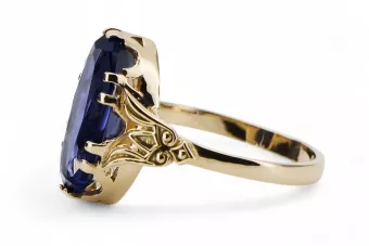 Žiedas Sapyras 14k geltono aukso Vintage vrc058y