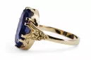 Oro amarillo de 14 quilates Zafiro Anillo Estilo vintage vrc058y