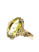 Artisanat vintage Anneau Péridot jaune Or jaune 14 carats vrc058y