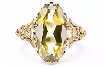 Oro amarillo de 14 quilates Peridoto amarillo Anillo Vintage vrc058y