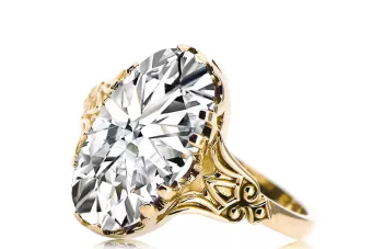 Ring Zircon 14K Yellow gold Vintage style vrc058y