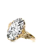 Artesanía vintage Anillo Circón Oro amarillo de 14 quilates vrc058y