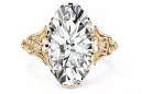 Anneau Zircon Or jaune 14 carats Artisanat vintage vrc058y
