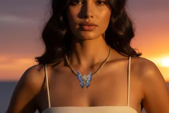 ارتفع أبيض أصفر الذهب 14 كيلو 18 كيلو 9k فراشة قلادة مع سلسلة rlcgcpc045yw و cc004y