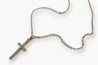 Католически кръст и котва 14k златна верига CTC033Y & CC003YW