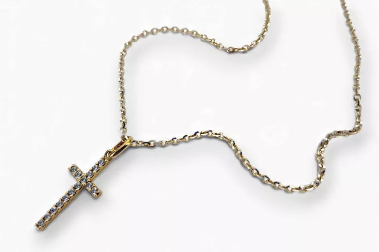 Katholisches Kreuz & Anker 14K Goldkette CTC033Y & CC003YW