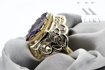 Anneau Alexandrite Or jaune 14 carats Artisanat vintage vrc017y