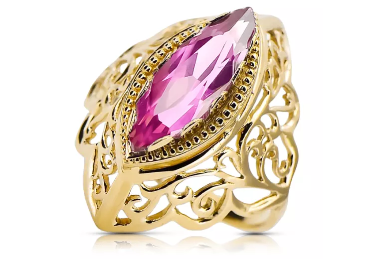 14K Yellow gold Amethyst Ring Vintage Jewlery vrc017y