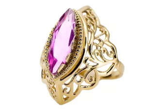 14K Yellow gold Amethyst Ring Vintage Jewlery vrc017y
