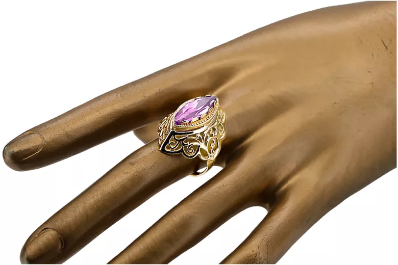 14K Yellow gold Amethyst Ring Vintage Jewlery vrc017y