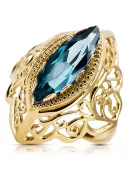 Aigue-marine Or jaune 14 carats Anneau Artisanat vintage vrc017y