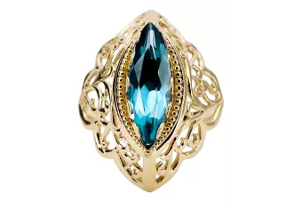 Aquamarin 14 Karat Gelbgold Ring Vintage Schmuck vrc017y