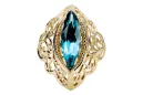 14K Yellow gold Aquamarine Ring Vintage Jewlery vrc017y
