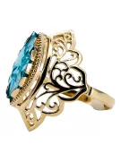14K Yellow gold Aquamarine Ring Vintage Jewlery vrc017y