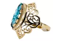 14K Yellow gold Aquamarine Ring Vintage Jewlery vrc017y