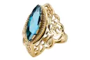 Aigue-marine Or jaune 14 carats Anneau Artisanat vintage vrc017y