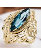 14K Yellow gold Aquamarine Ring Vintage Jewlery vrc017y