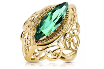 14k žlté zlato Smaragd  Vintage craft vrc017y