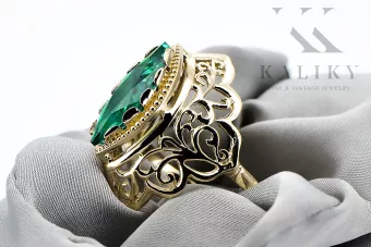 Aur galben 14K Smarald Inel Stil Vintage vrc017y