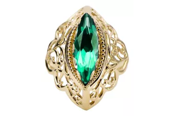 14k žlté zlato Smaragd  Vintage craft vrc017y