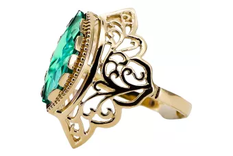 14k geltono aukso Smeraldai Žiedas Vintažiniai amatai vrc017y