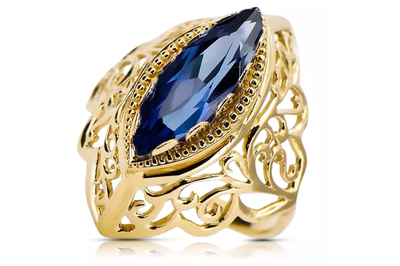 Safir Aur galben 14K Inel Vintage vrc017y
